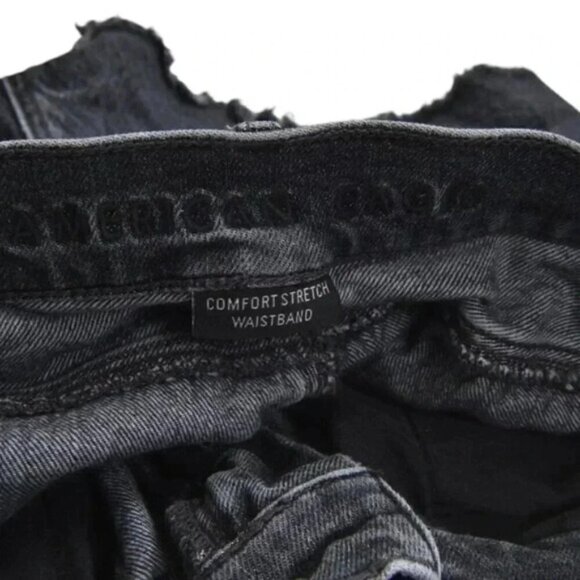 American Eagle Highest Rise 90s Boyfriend Jean Shorts Black Denim Distressed  4 - Picture 6 of 11